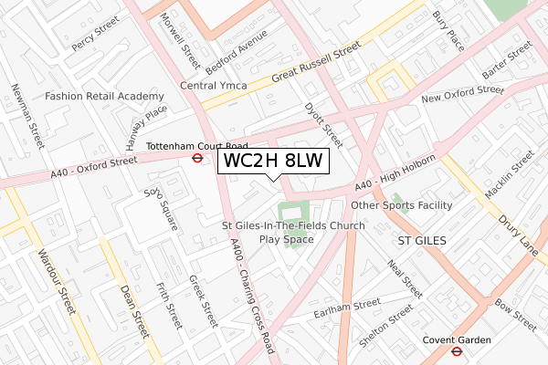 WC2H 8LW map - large scale - OS Open Zoomstack (Ordnance Survey)