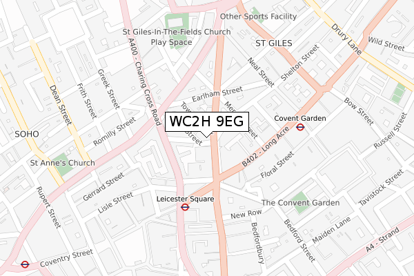 WC2H 9EG map - large scale - OS Open Zoomstack (Ordnance Survey)