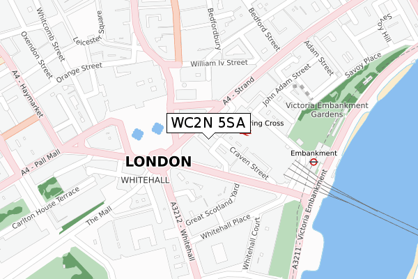 WC2N 5SA map - large scale - OS Open Zoomstack (Ordnance Survey)