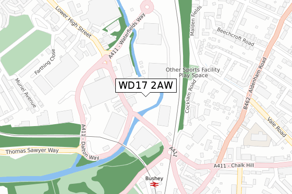 WD17 2AW map - large scale - OS Open Zoomstack (Ordnance Survey)