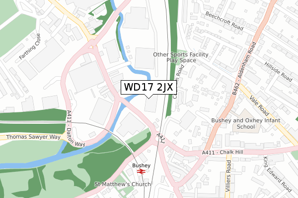 WD17 2JX map - large scale - OS Open Zoomstack (Ordnance Survey)