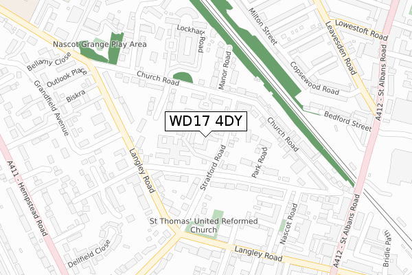 WD17 4DY map - large scale - OS Open Zoomstack (Ordnance Survey)