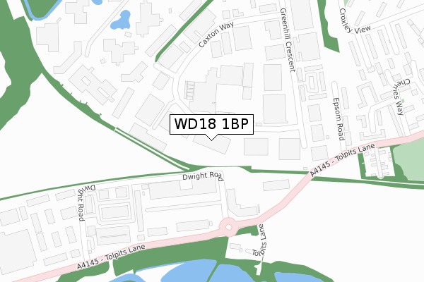 WD18 1BP map - large scale - OS Open Zoomstack (Ordnance Survey)