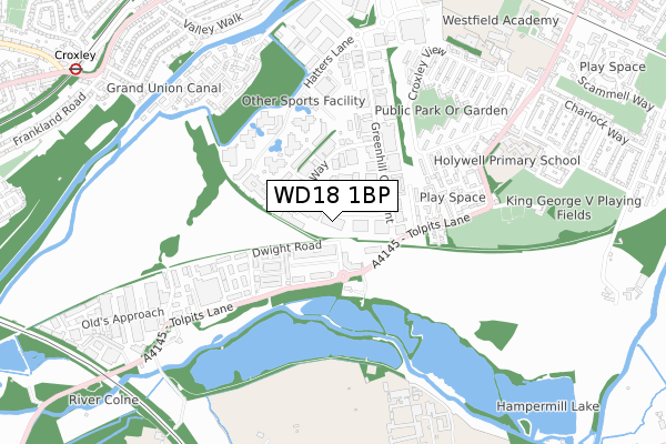 WD18 1BP map - small scale - OS Open Zoomstack (Ordnance Survey)
