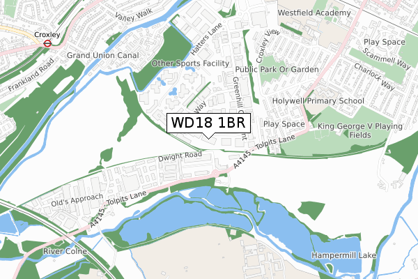 WD18 1BR map - small scale - OS Open Zoomstack (Ordnance Survey) WD18 1BR map - small scale - OS Open Zoomstack (Ordnance Survey)