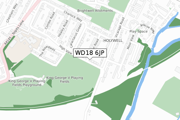 WD18 6JP map - large scale - OS Open Zoomstack (Ordnance Survey)