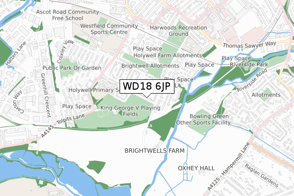 WD18 6JP map - small scale - OS Open Zoomstack (Ordnance Survey)