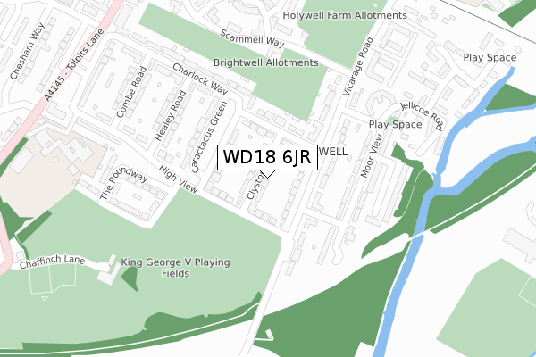 WD18 6JR map - large scale - OS Open Zoomstack (Ordnance Survey)