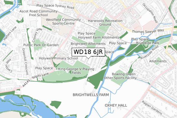 WD18 6JR map - small scale - OS Open Zoomstack (Ordnance Survey)