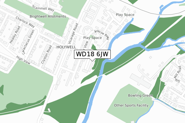 WD18 6JW map - large scale - OS Open Zoomstack (Ordnance Survey)