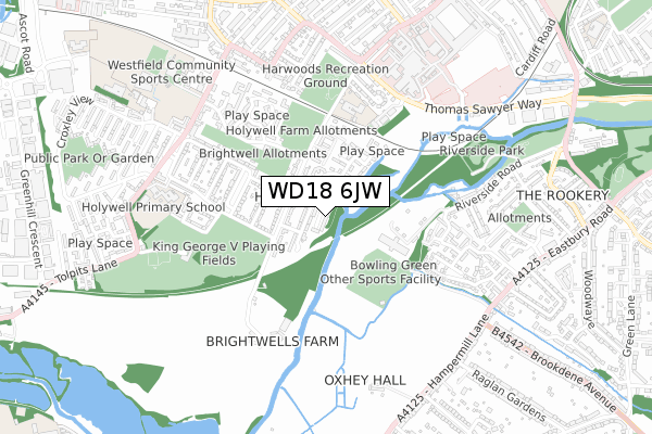 WD18 6JW map - small scale - OS Open Zoomstack (Ordnance Survey)