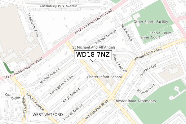 WD18 7NZ map - large scale - OS Open Zoomstack (Ordnance Survey) WD18 7NZ map - large scale - OS Open Zoomstack (Ordnance Survey)