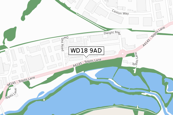 WD18 9AD map - large scale - OS Open Zoomstack (Ordnance Survey)