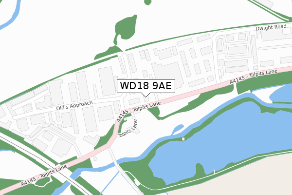 WD18 9AE map - large scale - OS Open Zoomstack (Ordnance Survey)