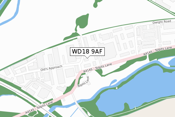 WD18 9AF map - large scale - OS Open Zoomstack (Ordnance Survey)