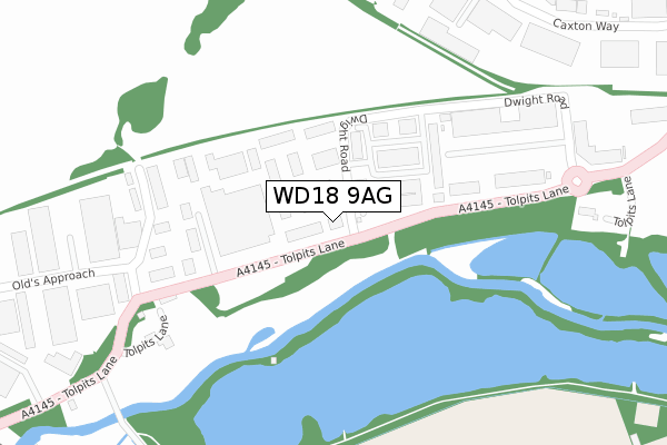 WD18 9AG map - large scale - OS Open Zoomstack (Ordnance Survey)