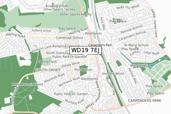 WD19 7EJ map - small scale - OS Open Zoomstack (Ordnance Survey) WD19 7EJ map - small scale - OS Open Zoomstack (Ordnance Survey)