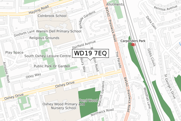 WD19 7EQ map - large scale - OS Open Zoomstack (Ordnance Survey)