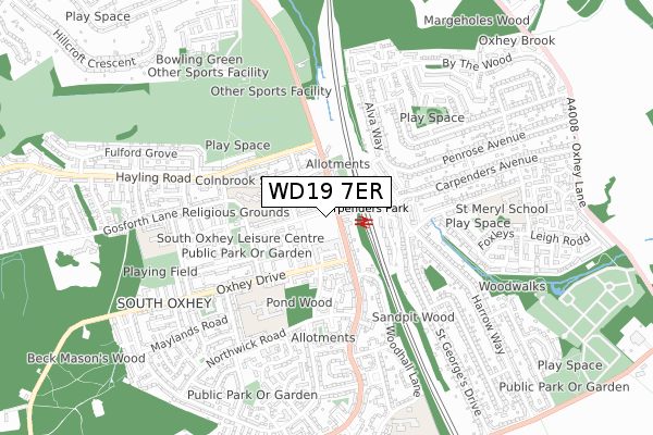 WD19 7ER map - small scale - OS Open Zoomstack (Ordnance Survey) WD19 7ER map - small scale - OS Open Zoomstack (Ordnance Survey)