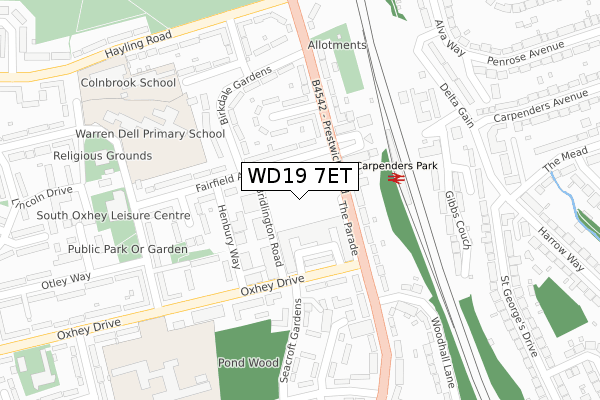 WD19 7ET map - large scale - OS Open Zoomstack (Ordnance Survey) WD19 7ET map - large scale - OS Open Zoomstack (Ordnance Survey)