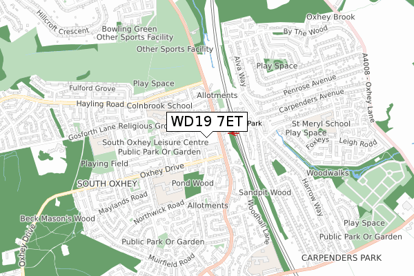 WD19 7ET map - small scale - OS Open Zoomstack (Ordnance Survey) WD19 7ET map - small scale - OS Open Zoomstack (Ordnance Survey)