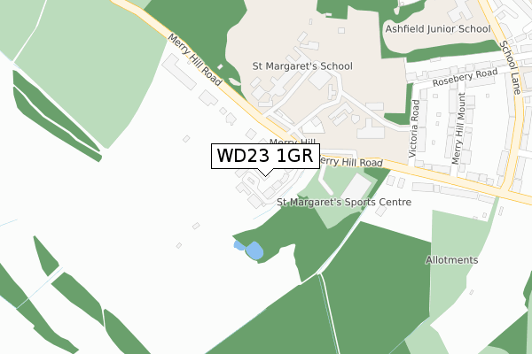 WD23 1GR map - large scale - OS Open Zoomstack (Ordnance Survey)