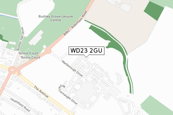 WD23 2GU map - large scale - OS Open Zoomstack (Ordnance Survey)