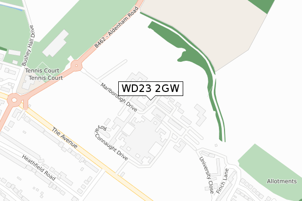 WD23 2GW map - large scale - OS Open Zoomstack (Ordnance Survey)