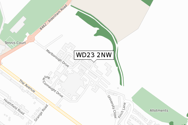 WD23 2NW map - large scale - OS Open Zoomstack (Ordnance Survey)