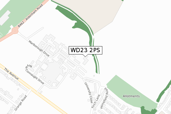 WD23 2PS map - large scale - OS Open Zoomstack (Ordnance Survey)