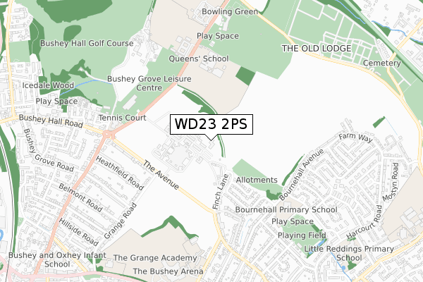 WD23 2PS map - small scale - OS Open Zoomstack (Ordnance Survey)