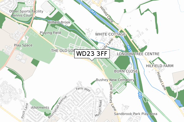 WD23 3FF map - small scale - OS Open Zoomstack (Ordnance Survey)