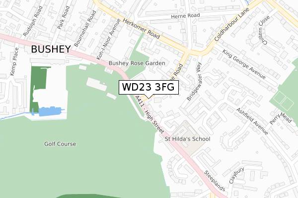 WD23 3FG map - large scale - OS Open Zoomstack (Ordnance Survey)