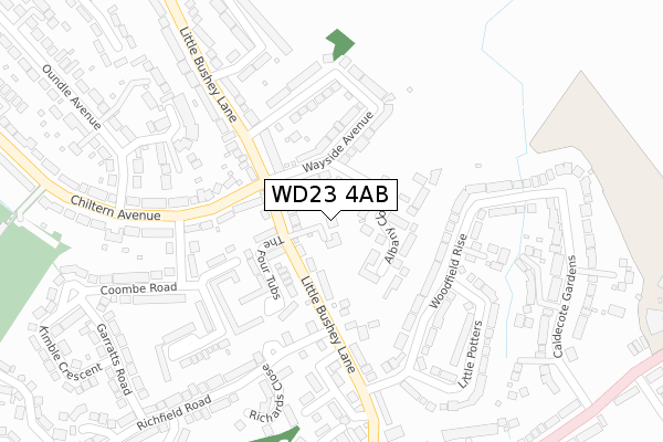 WD23 4AB map - large scale - OS Open Zoomstack (Ordnance Survey)