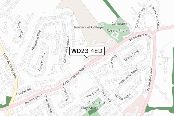 WD23 4ED map - large scale - OS Open Zoomstack (Ordnance Survey)