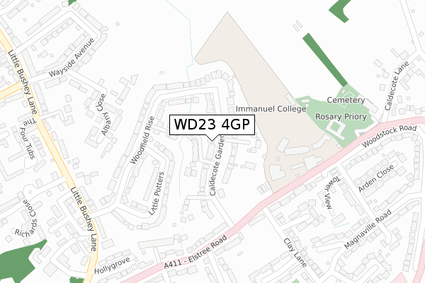 WD23 4GP map - large scale - OS Open Zoomstack (Ordnance Survey)