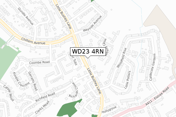 WD23 4RN map - large scale - OS Open Zoomstack (Ordnance Survey)