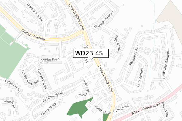 WD23 4SL map - large scale - OS Open Zoomstack (Ordnance Survey)