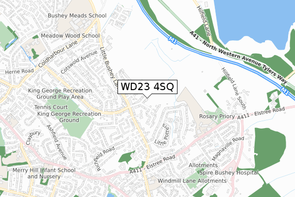 WD23 4SQ map - small scale - OS Open Zoomstack (Ordnance Survey)