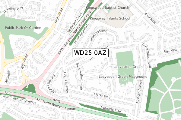 WD25 0AZ map - large scale - OS Open Zoomstack (Ordnance Survey)