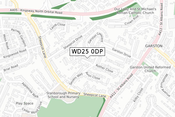 WD25 0DP map - large scale - OS Open Zoomstack (Ordnance Survey)