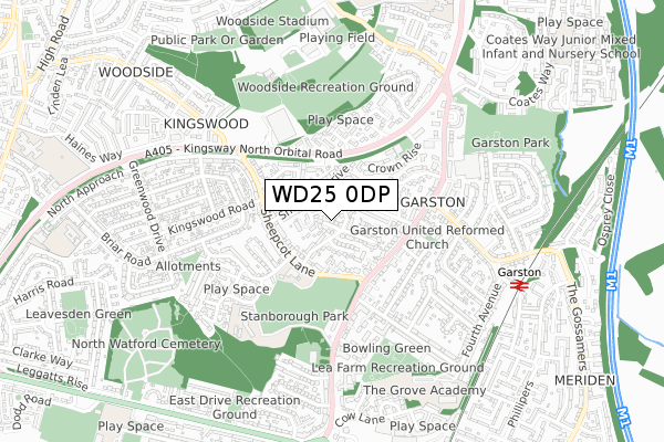 WD25 0DP map - small scale - OS Open Zoomstack (Ordnance Survey)