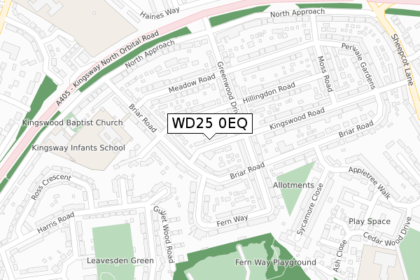 WD25 0EQ map - large scale - OS Open Zoomstack (Ordnance Survey)