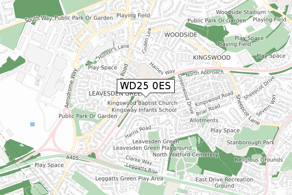WD25 0ES map - small scale - OS Open Zoomstack (Ordnance Survey)
