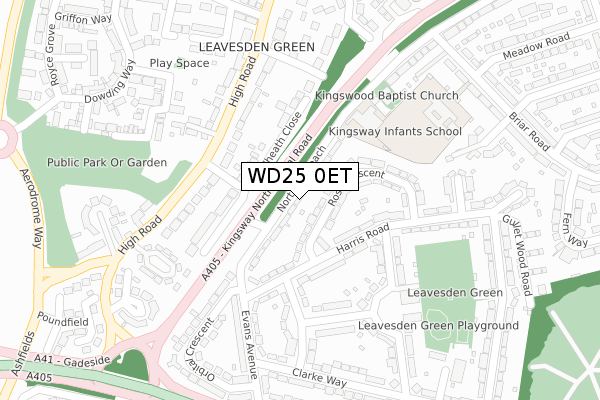 WD25 0ET map - large scale - OS Open Zoomstack (Ordnance Survey)