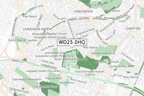 WD25 0HQ map - small scale - OS Open Zoomstack (Ordnance Survey)