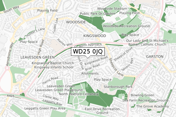 WD25 0JQ map - small scale - OS Open Zoomstack (Ordnance Survey)
