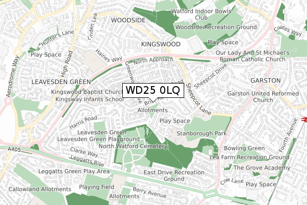 WD25 0LQ map - small scale - OS Open Zoomstack (Ordnance Survey)