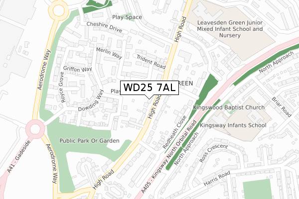 WD25 7AL map - large scale - OS Open Zoomstack (Ordnance Survey)