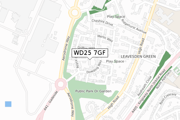 WD25 7GF map - large scale - OS Open Zoomstack (Ordnance Survey)